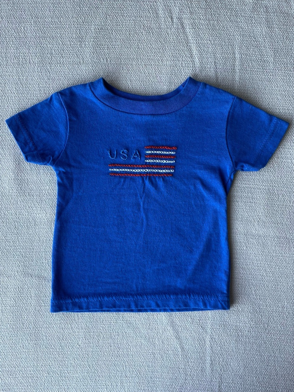 Hand Embroidered American Flag Shirt | Patriotic Kids Tee | Fourth of July